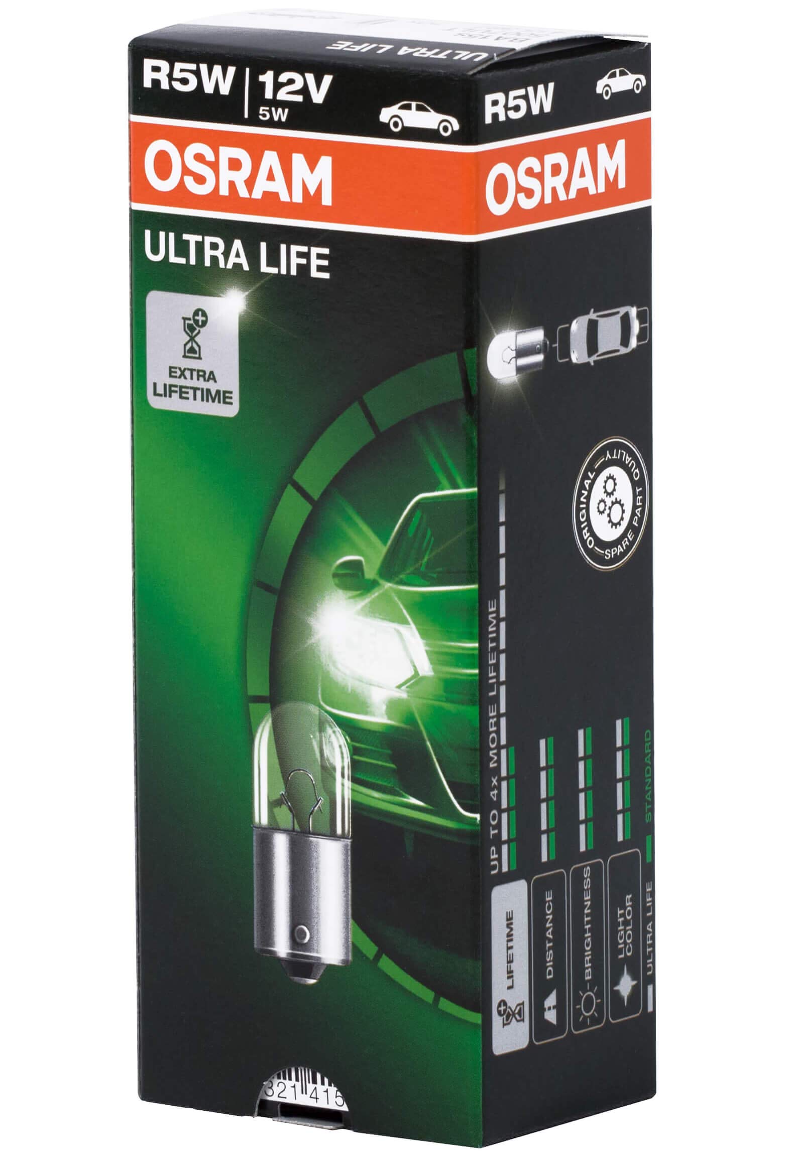 OSRAM ULTRA LIFE, R5W Światła pomocnicze, 5007ULT, 12,0 V, Składane pudełko (10 lampy)