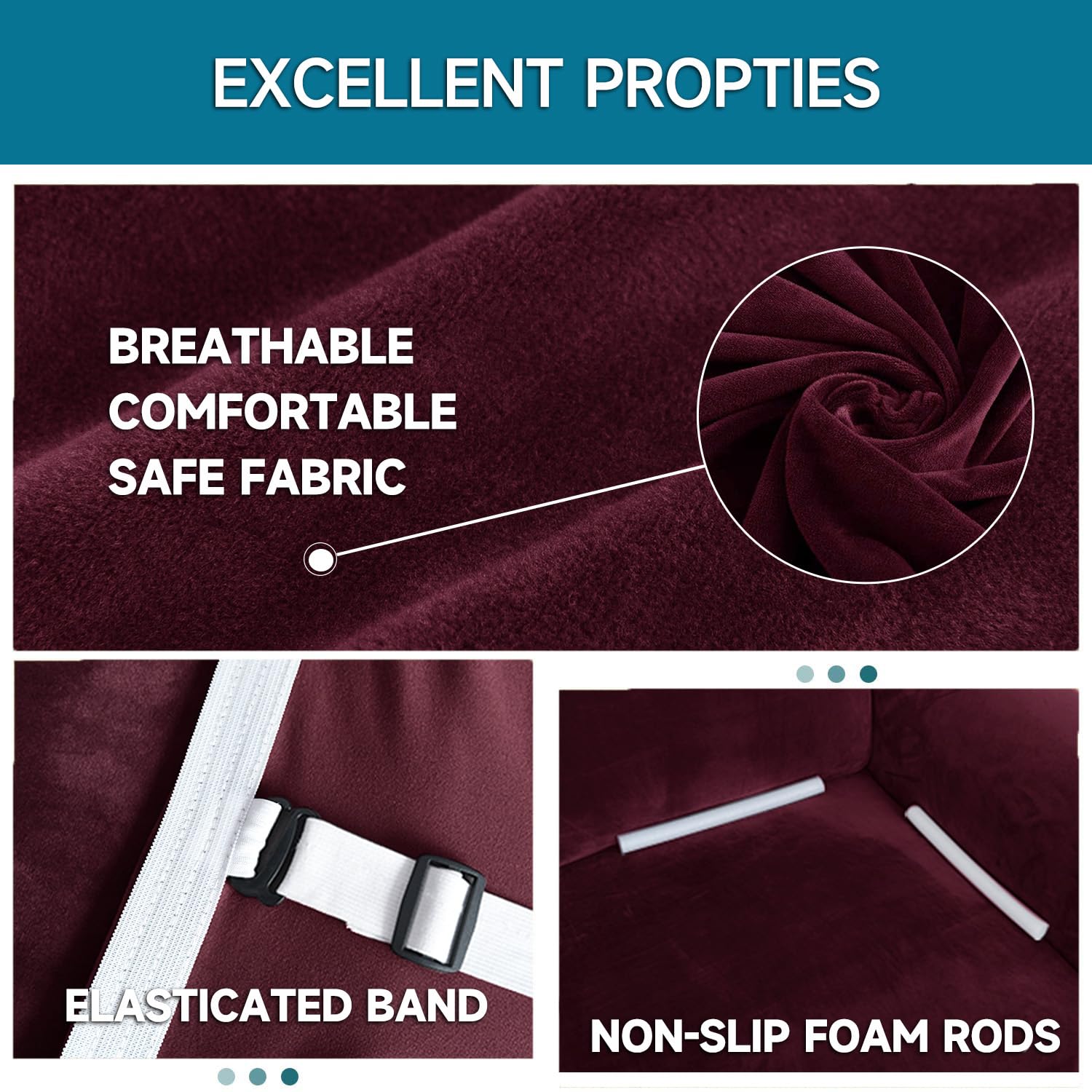 YSTELLAA Copridivano Velluto 3 Posti con Braccioli, Copridivani AntiGraffio Gatto, Fuzzy Copri Divano Elasticizzato Elastico, Universale Sofa Cover Antimacchia Lavabile Antiscivolo, Bordeaux