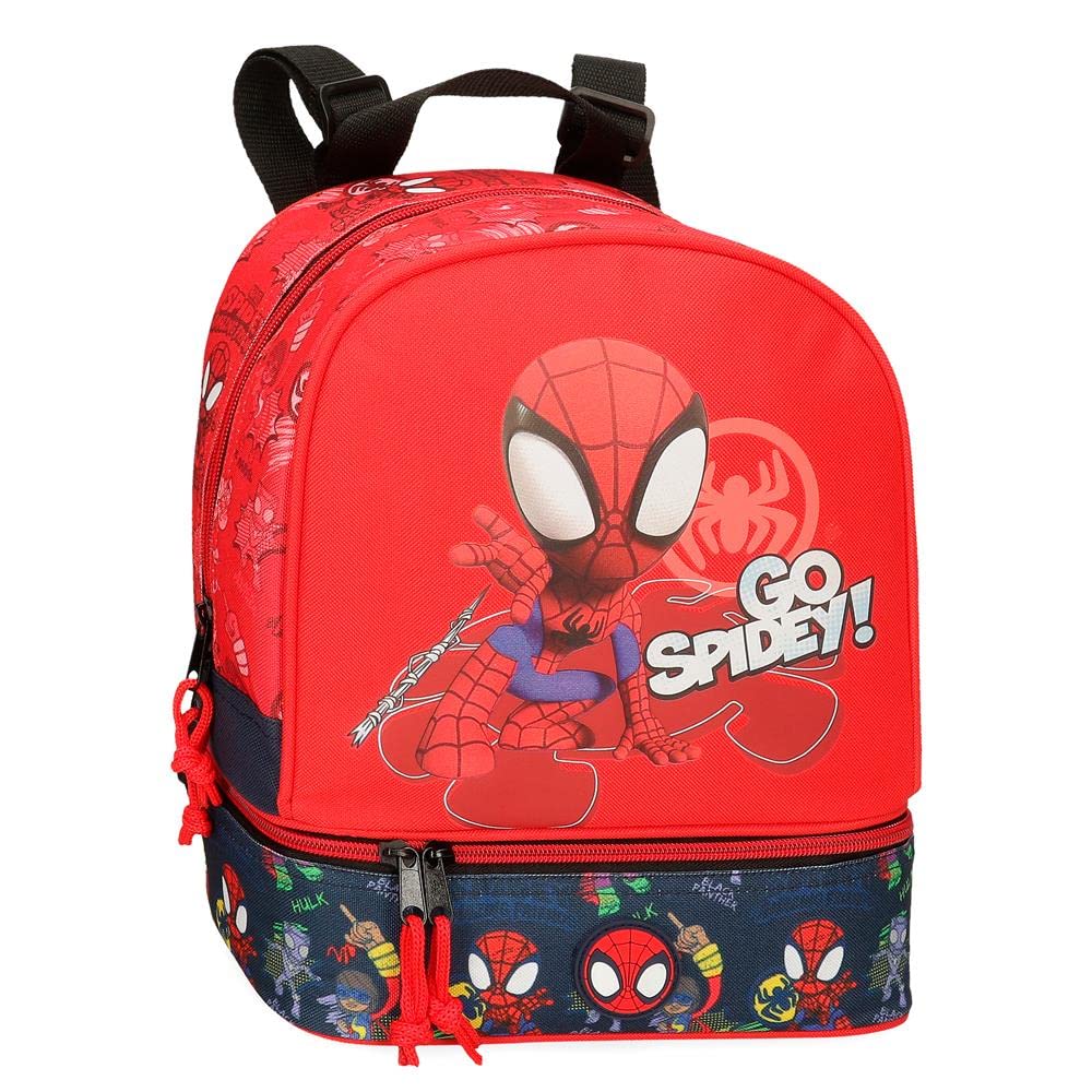 Marvel Go Spidey Mochila con porta merienda Rojo 23x28x13 cms Poliéster 8,37L