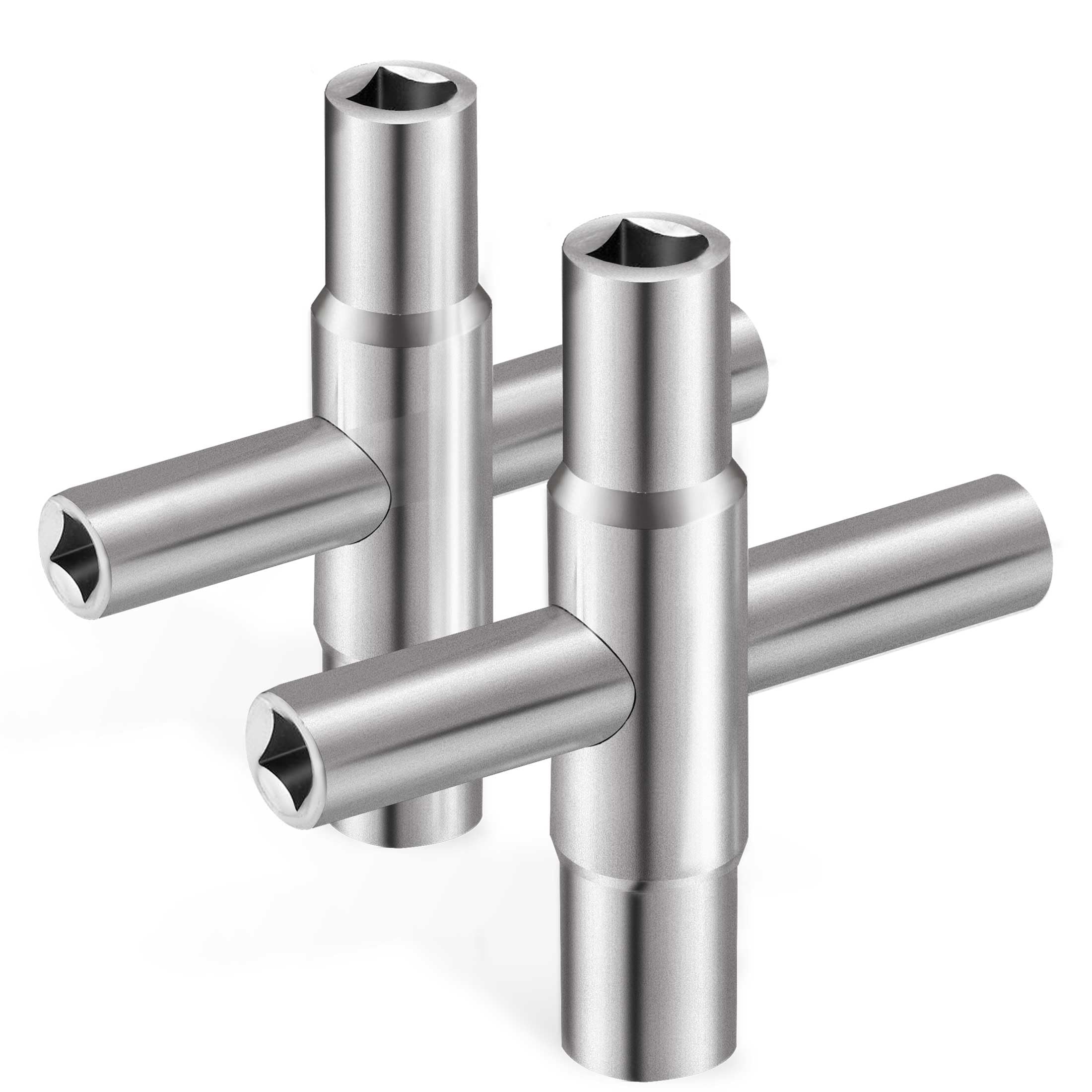 2Pc. 4 Way Sillcock Water Key Set, 1/4", 9/32", 5/16", 11/32", Utility Key Fits Most Sillcock, Stopcock, Water Spigots, Wall-hydrant, Control Cabinet and Valves