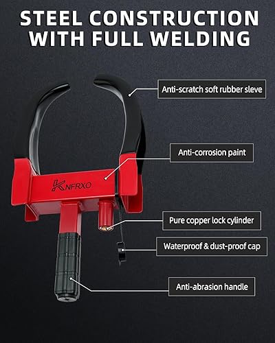 Miniatura 3 de KNFRXO Bloqueo de neumático ajustable de seguridad para remolques, antirrobo, para remolques, automóvil, SUV, barco, motocicleta, carrito de golf,