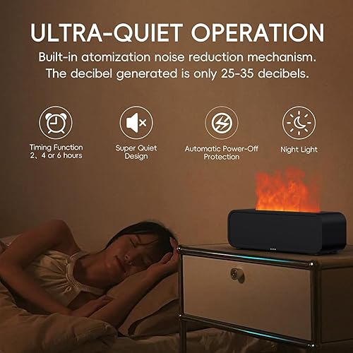 Miniatura 4 de Difusor de aceite esencial, difusor de aromaterapia con sincronización de música, llama de fuego, humidificador de niebla fría de 8.5 fl oz, difusor