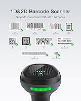 Vista 2 de Inateck Escáner inalámbrico de código de barras 2D Bluetooth, escáner QR de megapíxeles con receptor de datos de base de carga, 2