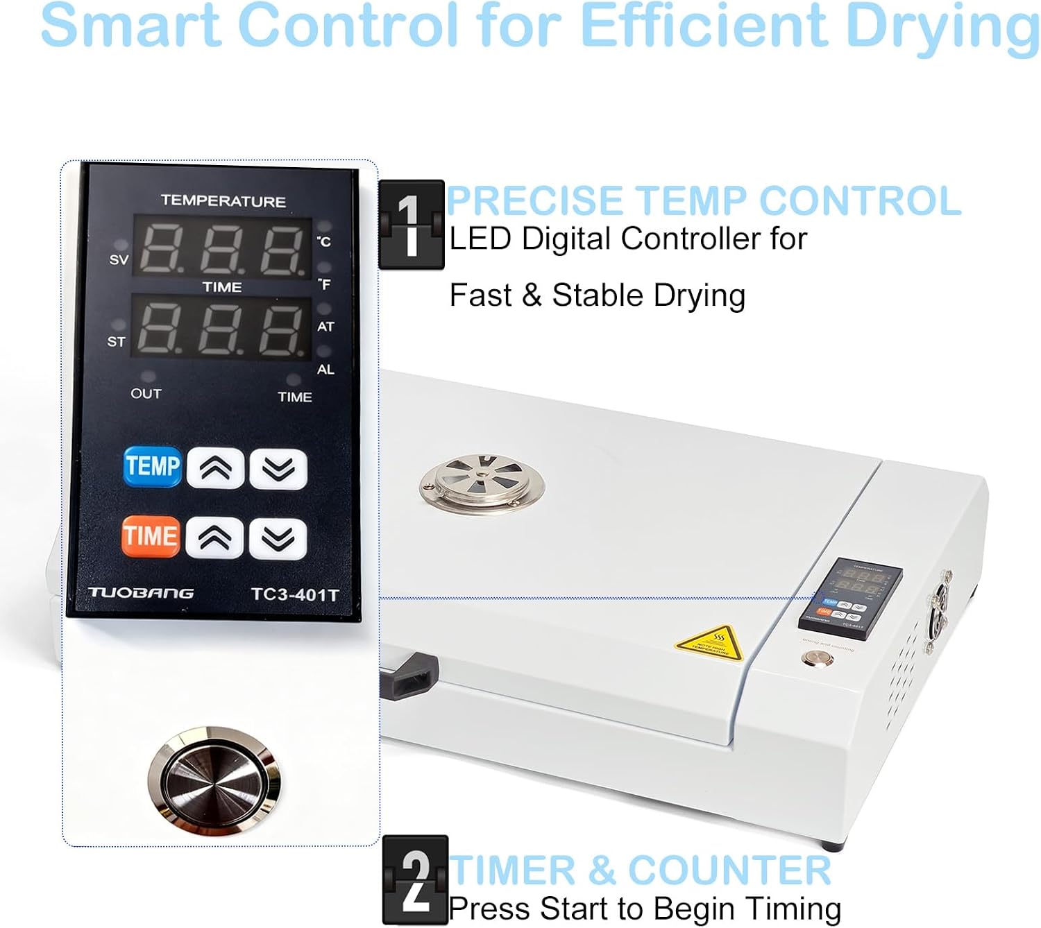 A3+ DTF Oven Double-Sided Heat Dryer, 700W 13.4"x19.3" Curing Machine with LED Digital Controller, Up & Down Heating for DTF Transfer Film, Fast & Even Baking image 4