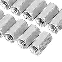 Vista 9 de Tuercas largas, 10 tuercas de varilla largas, tuercas de acoplamiento hexagonal, tuerca de manga hexagonal M8 sujetadores roscados (M8 x 20)