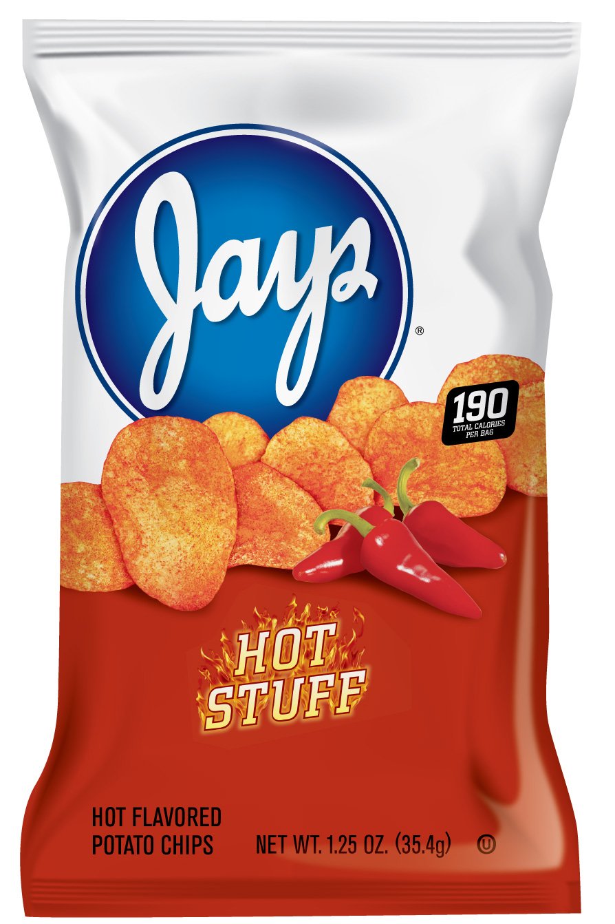 Jays Potato Chips Hot Stuff, 1.25 oz, 56 ct