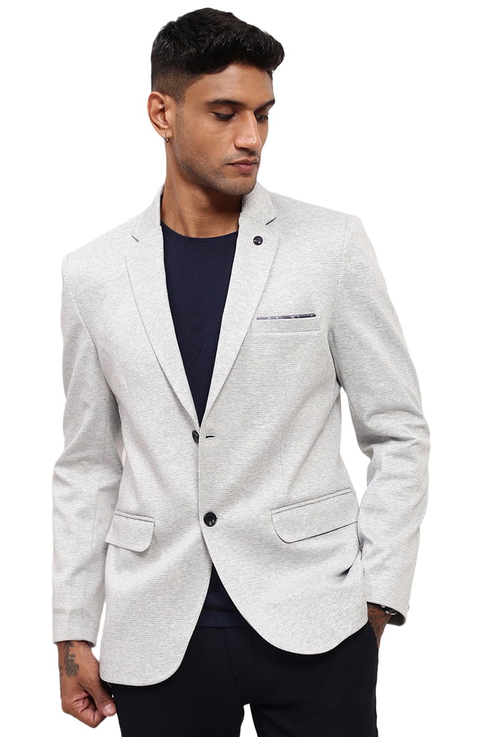 showoffff Men's Grey Solid Single-Breasted Blazer-LBR-2405_Grey-picture-14