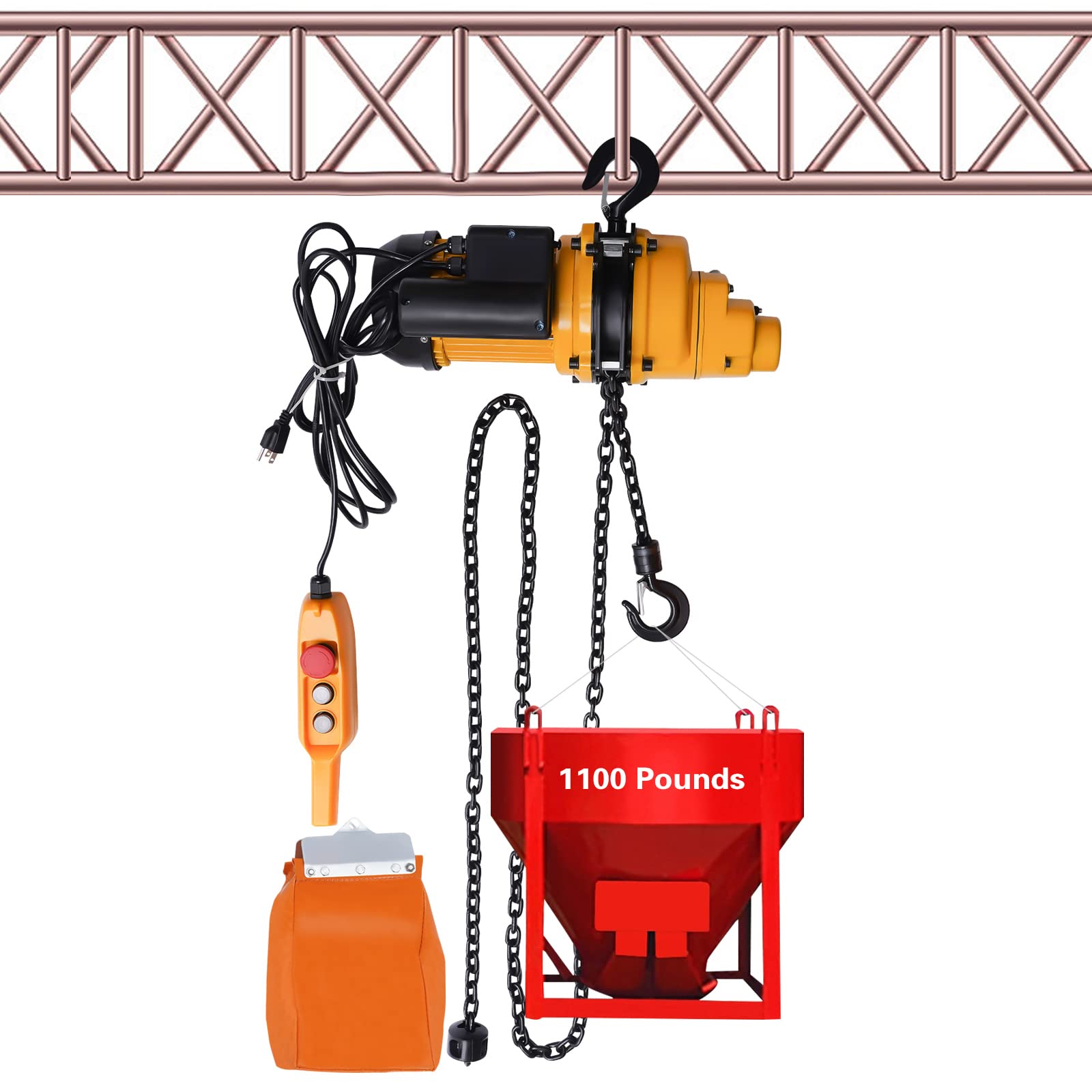 Electric Hoist with Remote Control,1100lbs Material Handling Tool 110V Electric Hoist Winch for Factories, Warehouses, Construction Site, Attic