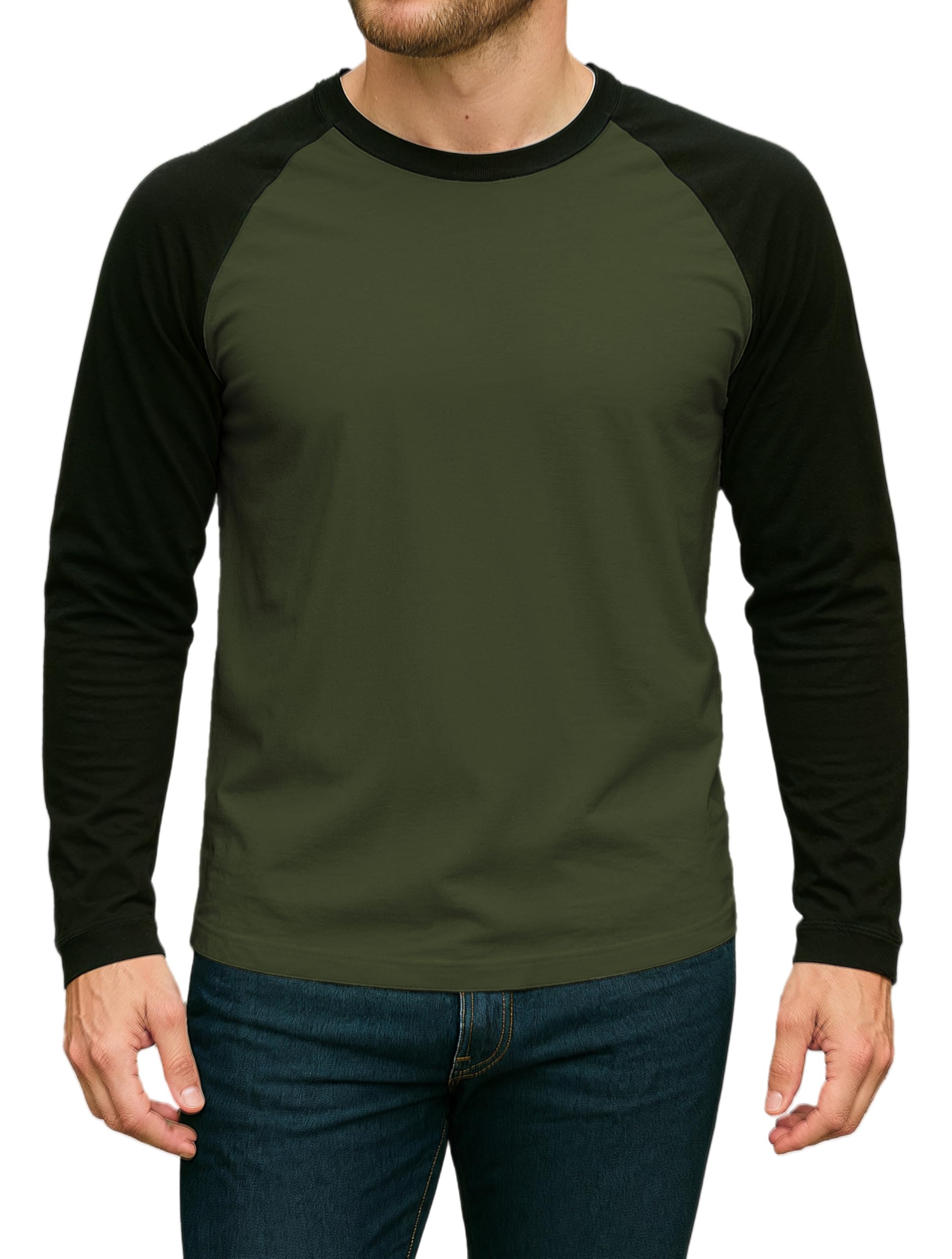 Baseball Raglan Shirt Men - Soft Sports Jersey Style Mens Long Sleeve tee Shirts