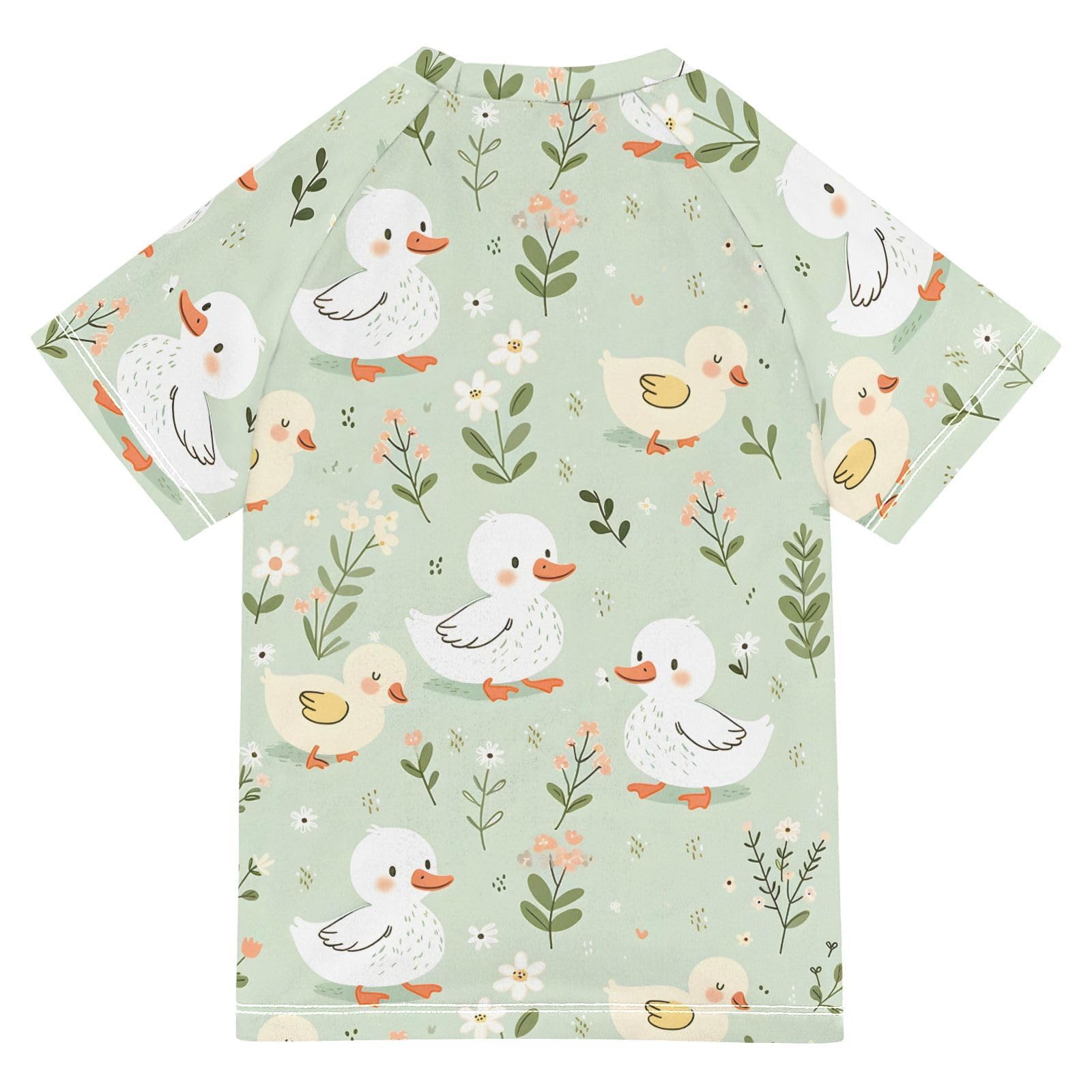 ALAZA Kids Rash Guard Toddler Swim Shirt Boy Girls Cute Duck UPF 50+ Short Sleeve 4T