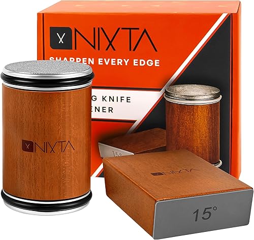 Nixta Kit de afilador de cuchillos rodantes - Afilador de cuchillos manual de 3 etapas para cuchillos de cocina, chef y serrados - Afilador de