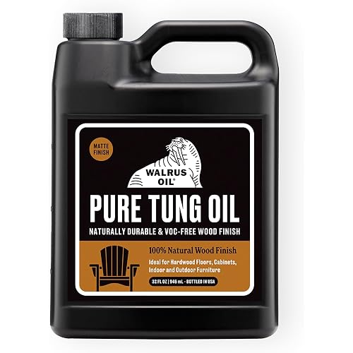 Walrus Oil - 100% Pure Tung Oil, Wood Finish for Any Woodworking Project, Natural, Vegan, Food-Safe. 32oz Jug