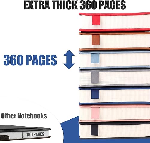 Miniatura 3 de UIRIO Cuaderno de diario con forro grueso, cuadernos ejecutivos B5 de tapa dura de 360 páginas, diario de cuero con rayas anchas para hombres,