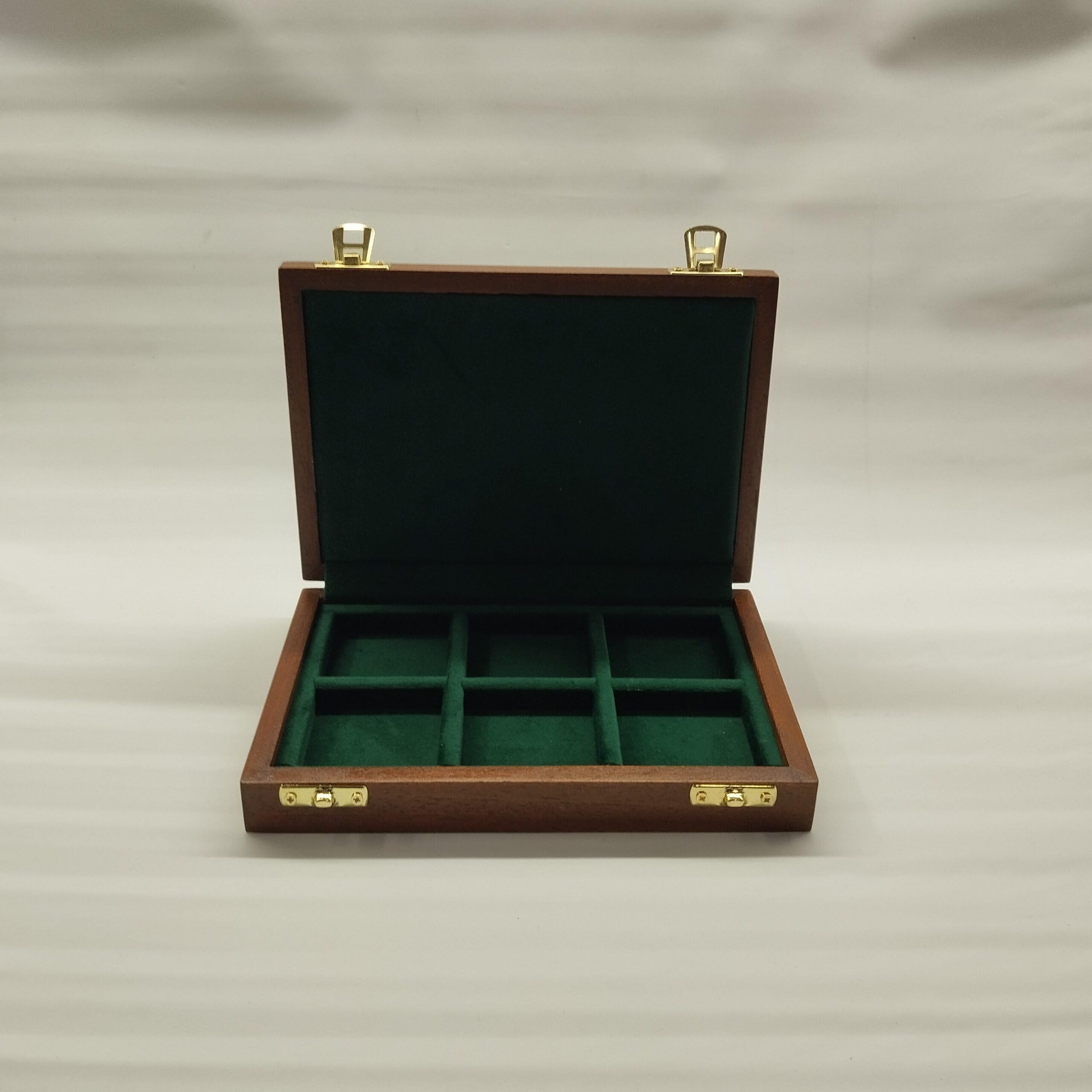 Cofanetto per monete da collezione 6 caselle 50x50 mm in legno e velluto, numismatica artigianale Made in Italy - Coins&More