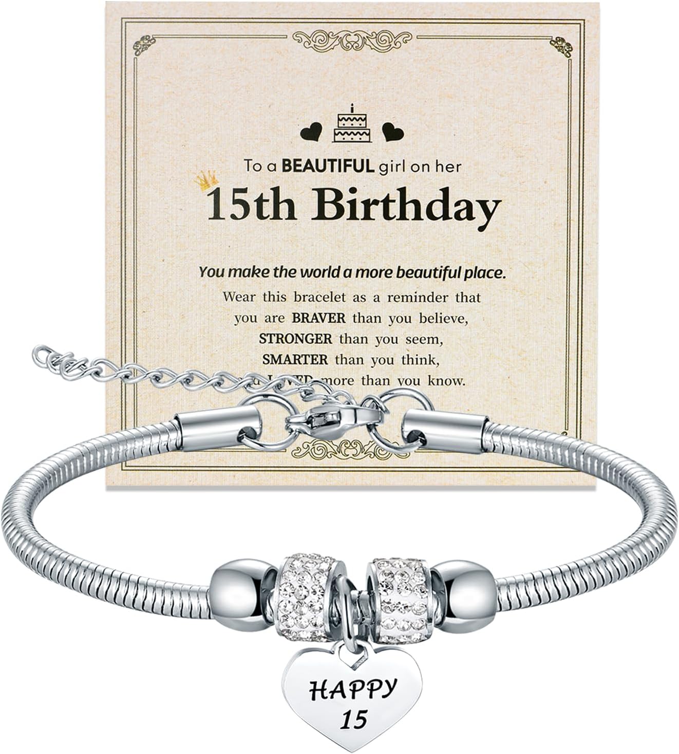 Yonhon Birthday Bracelet Gift for Girls 1-21 Years Old,Heart Happy Birthday Bracelet for Daughter Granddaughter Niece Girls