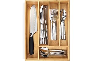 Silverware Organizer - Utensil Organizer for Kitchen Drawers - Small Extra-Deep Wooden...