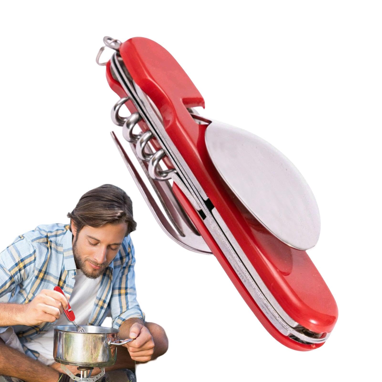 Camping-Utensilien-Set,Camping-Utensilien-Set - 6-in-1 faltbares tragbares | Besteckset - Abnehmbares Mehrzweck-Campingbesteck mit Flaschenöffner für Picknick-, Wander- und Angelbegeisterte