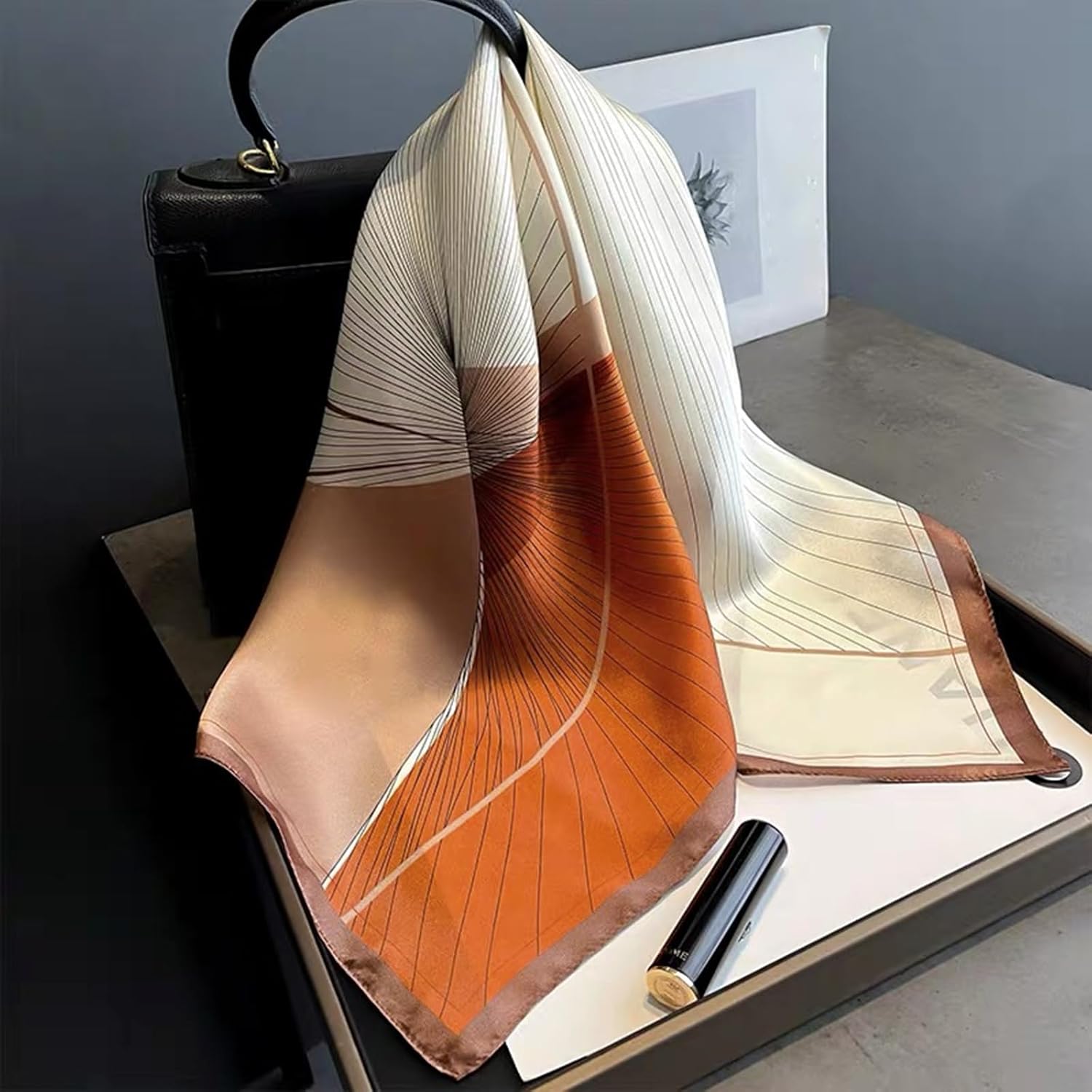 PoeticEHome 100% Pure Mulberry Silk Square Scarf 27"x27" Women Neckerchief Headscarf Gift Packed - Image 6