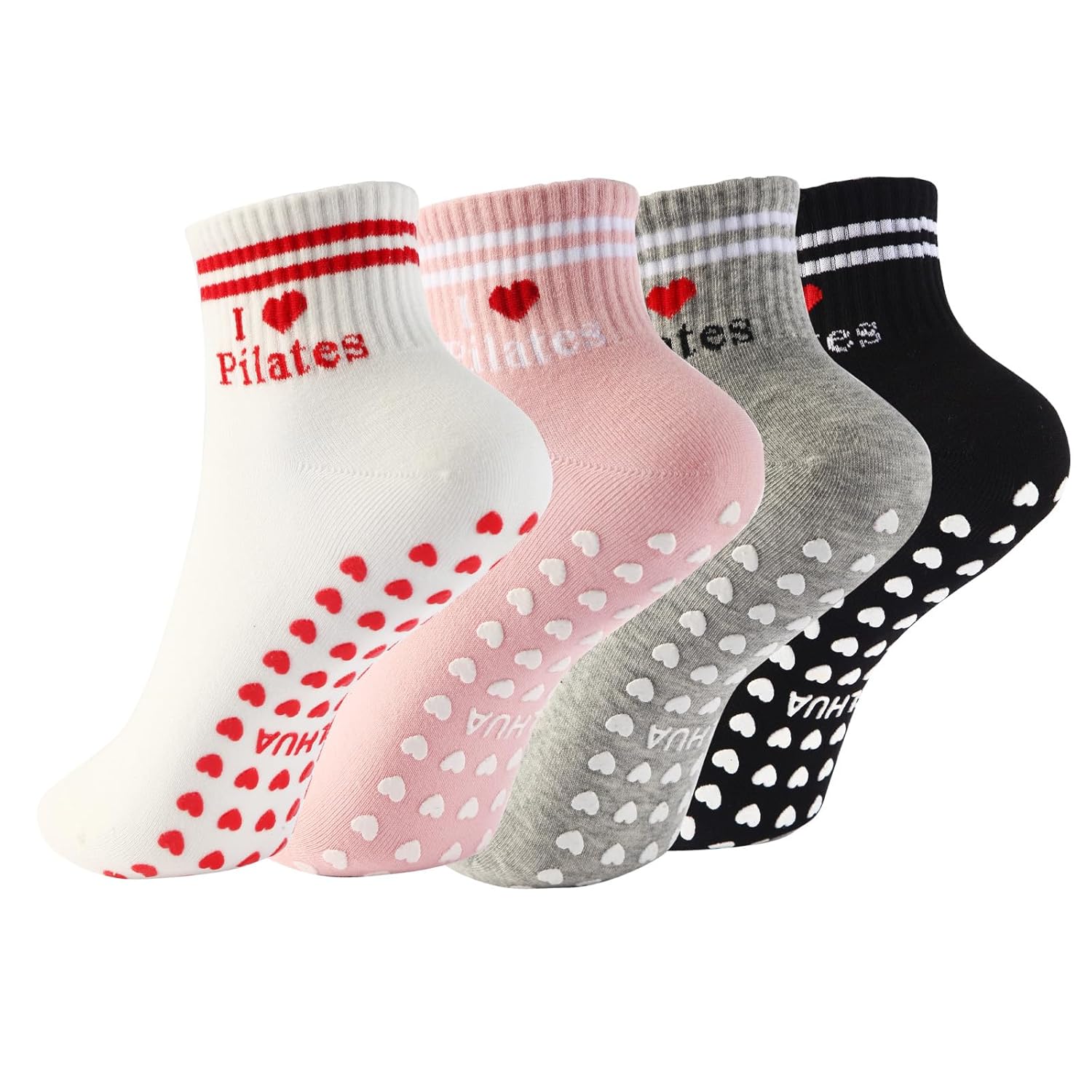 Pilates Socks for Mothers Day Women Pilates Heart Grip Socks Cuffs Anti-Skid Cotton Grip for Ballet Home Studio