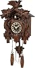 Kintrot Cuckoo Clock, Traditional Black Forest Handcrafted Wooden Quartz Clock for Wall Antique Decroration with Maple Leaf Pendulum, 12 Melodies, Night Sensor and Singing Bird