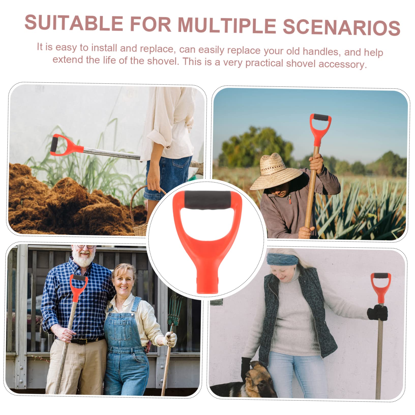 BRIGHTFUFU Curved Handle Digging Shovel Handle Fork Shovel Handle Snow Shovel Handle Replacement Handle Grip Portable Shovel Handle Shovel Linking Handles Spade Handle Ashtray The Snow PVC