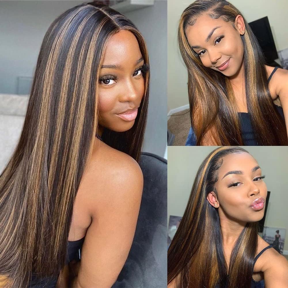 Amazon.com : Ombre Lace Front Wig Human Hair 26 Inch 180  display picture 2
