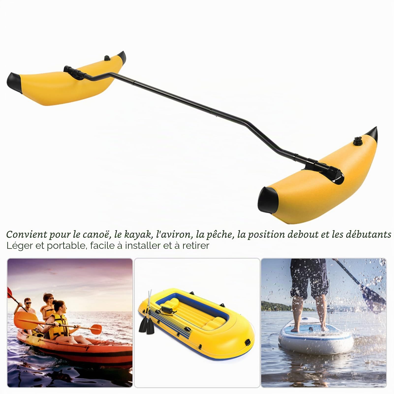 Stabilisateur de Kayak Gonflable Kit en PVC pour Cano? et Bateau, Syst¨¨me Flottant de Stabilisation pour Kayak et Cano?