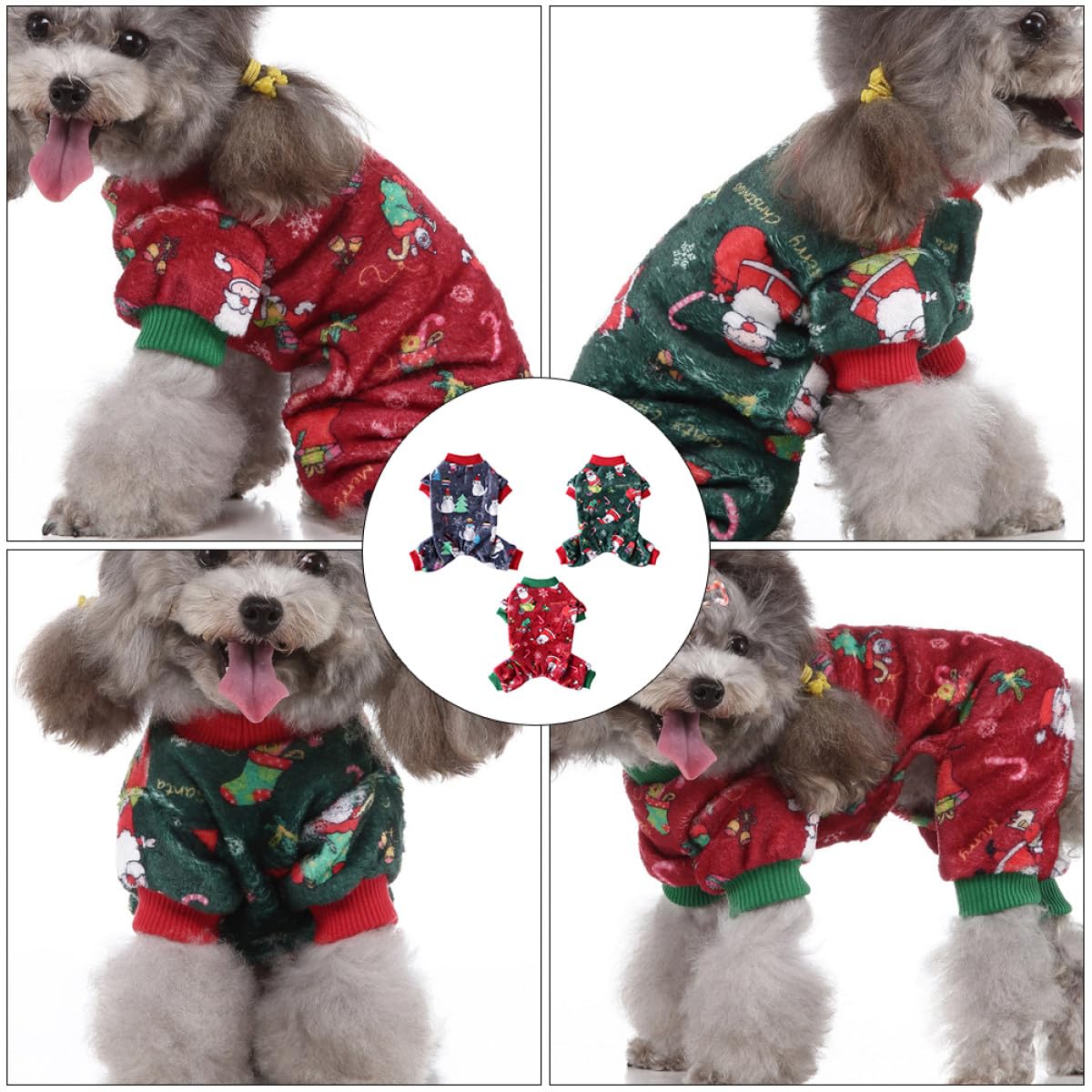 INOOMP Weihnachtliche Hundebekleidung aus Korallfleece 3 Stück mit Schneeflocken und Rentiermotiv Warm und Gemütlich für Kalte Tage im Auto und Zuhause