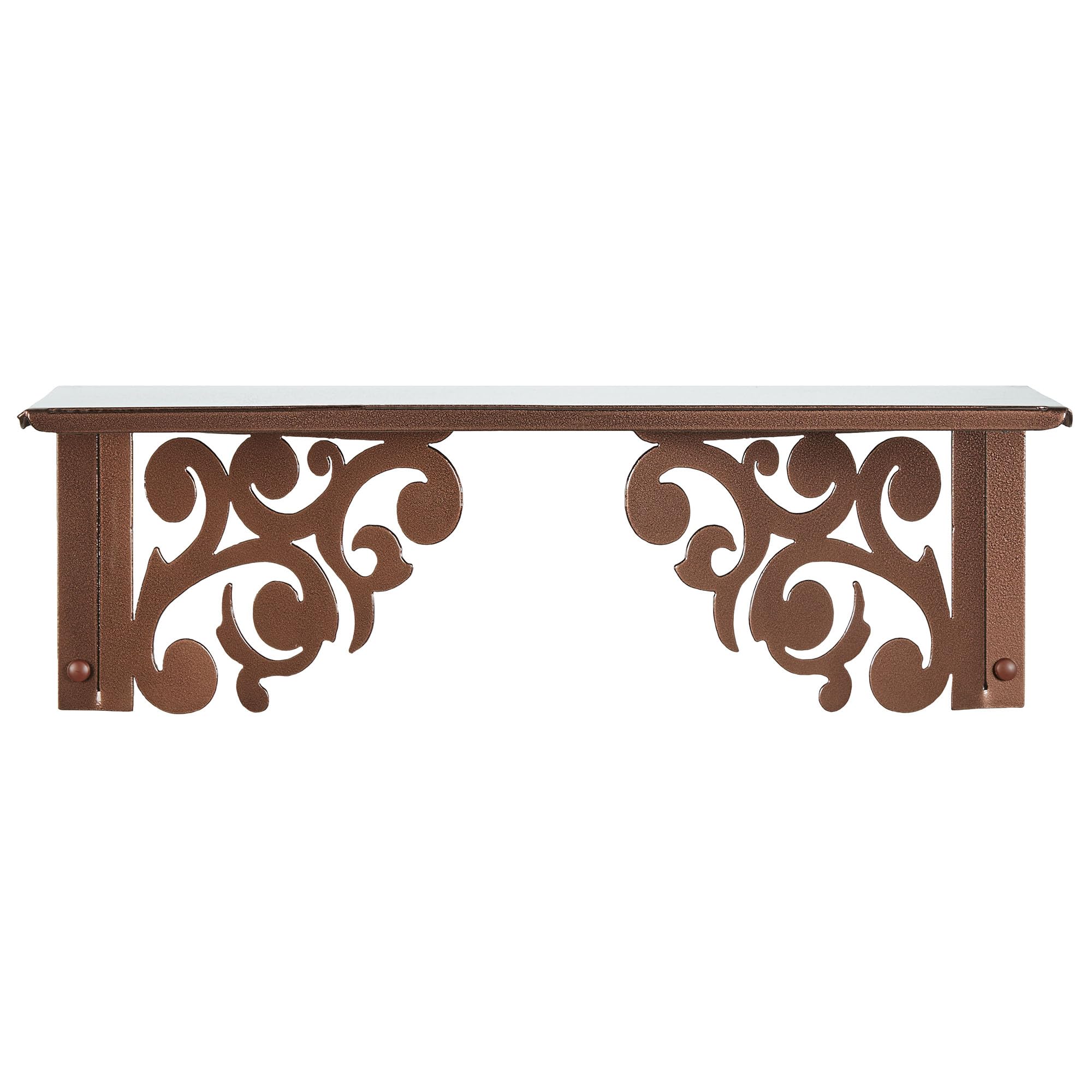 Touch of Class Noble Scrolls Metal Wall Shelf | Antique Copper | Scrolling Designs | Display Shelves for Bedroom, Living Room, Bathroom, Entryway,