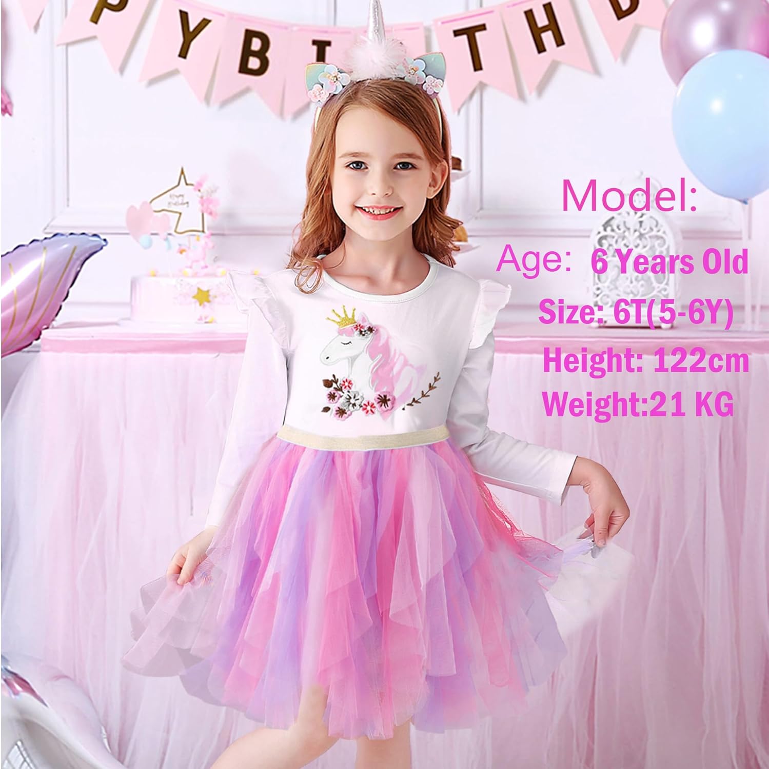 VIKITA Girls Dresses Winter Long Sleeve Party Tutu Dresses for Girls 3-12 Years - Image 2