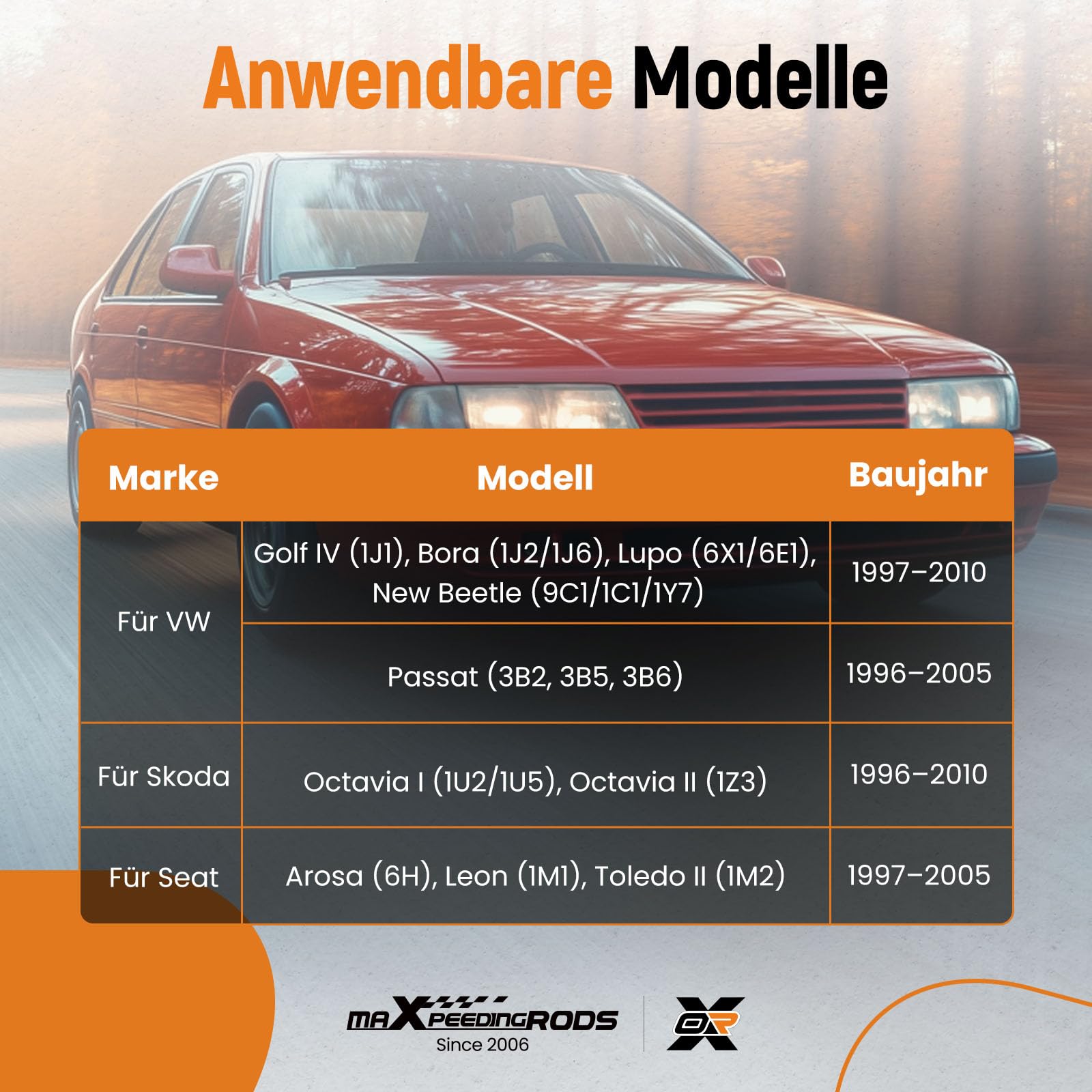 maXpeedingrods Türschloss Vorne Links Fahrerseite für VW Bora Golf IV 1J1 Polo 9N Passat 3B2 für SKODA Fabia 6Y Octavia I 1U2 für SEAT Cordoba 6L Arosa 6H Leon 1M1 mit OE 3B1837015A 6X1837013H