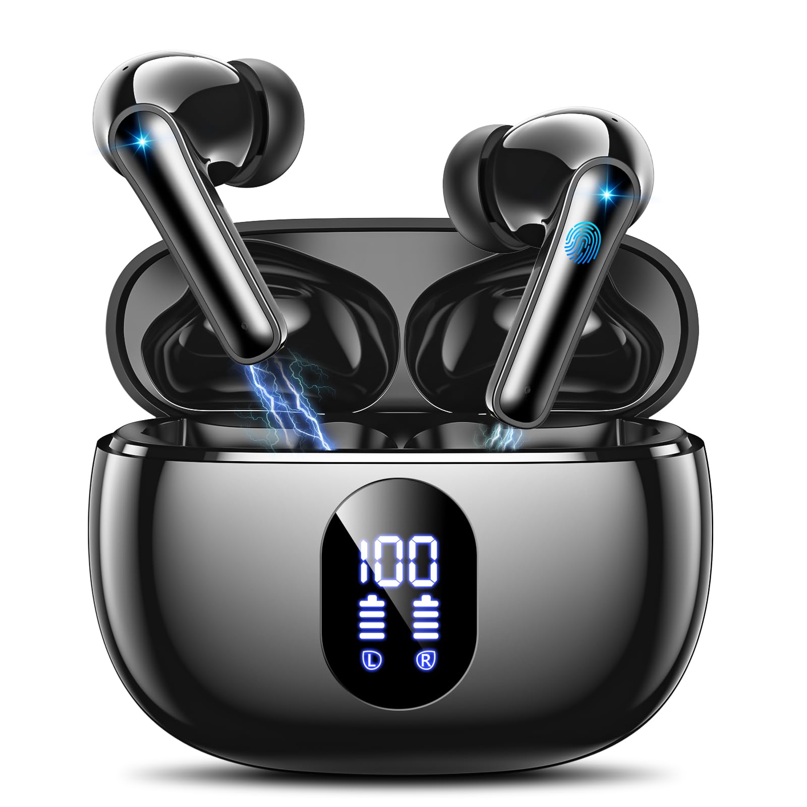 ZZU 2026 Bluetooth Kopfhörer Kabellos Bluetooth 5.4, in Ear Kopfhörer Bluetooth mit 4 ENC Mikrofon, LED Anzeige & 48 Std Spielzeit, HiFi Tiefer Bass, IPX7 Wasserdicht Wireless Earbuds