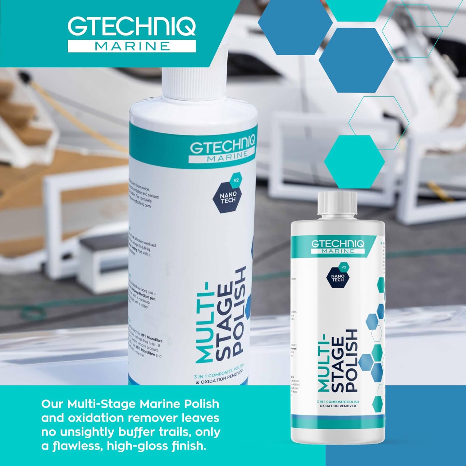 Gtechniq Marine Multi-Stage Polish - Scratch & Oxidation Remover - Supergloss Cleaner & Polish for Boats, Yachts & Ships - Gentle on Topcoat & Gelcoat