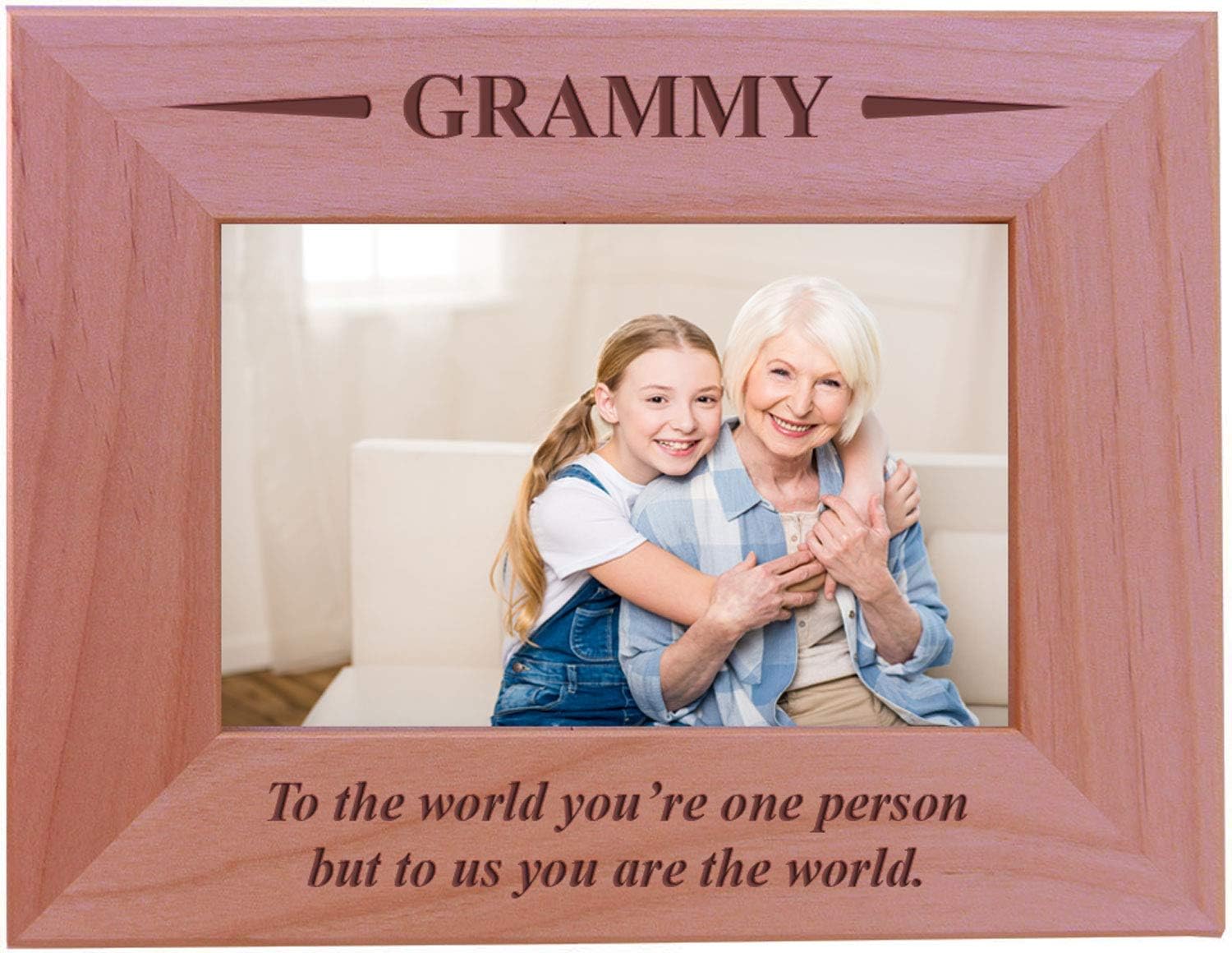 CustomGiftsNow Grammy - to The World You're one Person but to us You are The World - Engraved Wood Picture Frame (5x7 Vertical)