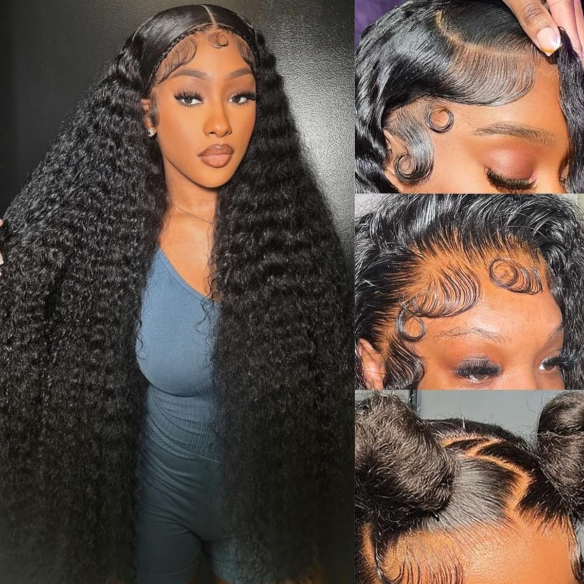 snv Game Changer 5x5 SKINLIKE HD Lace Closure Wigs Invisible Drawstring 220 Density Bleached Tiny Knots Pre Plucked Hairline Home Salon Result Pull and Go Deep Wave Glueless Wig Human Hair 24inch