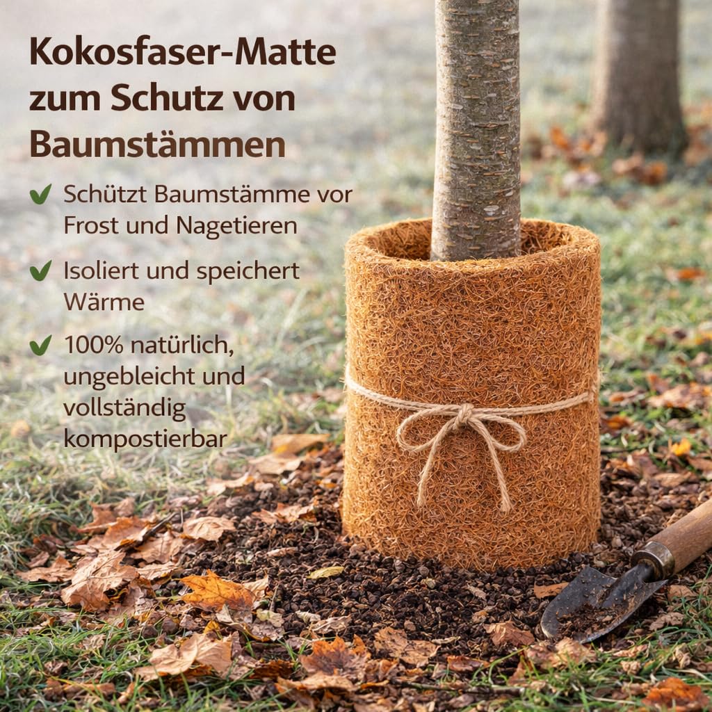 Kokosmatte 100% Biologisch Winterschutz für Pflanzen Kälteschutz in 25cm / 50cm / 75 cm / 100cm (Breite) - (Meterware) Garten (50cm x 5m)