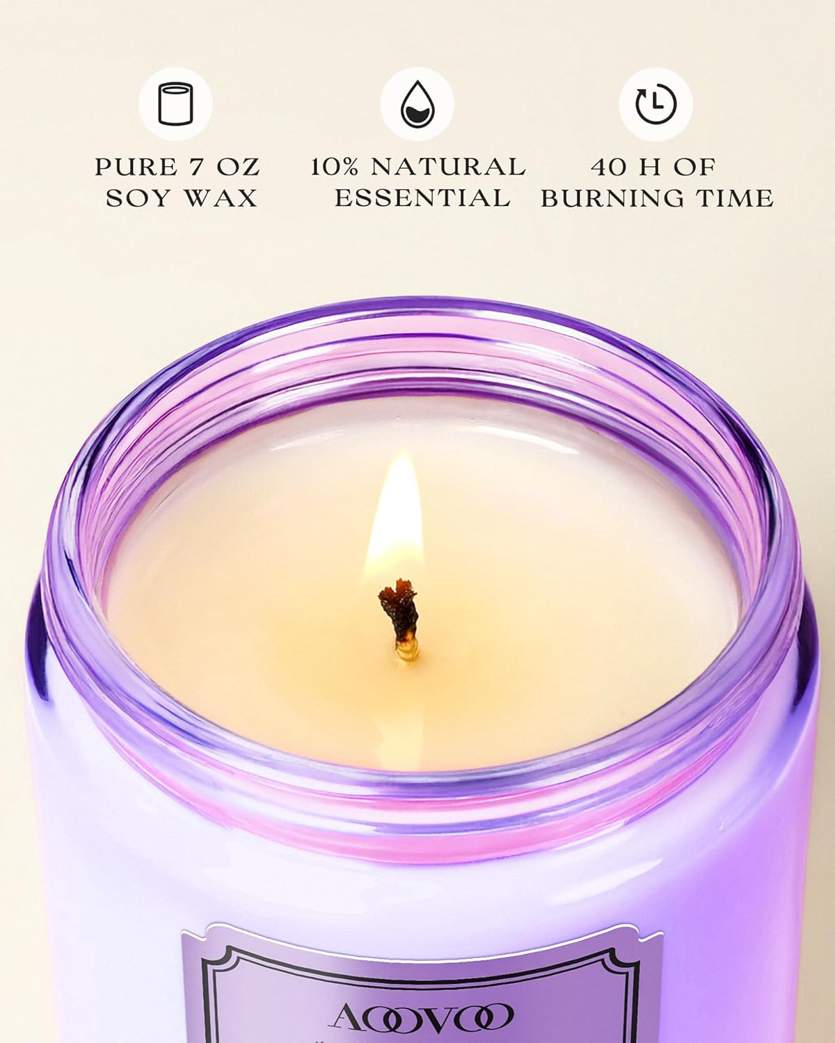 AOOVOO Scented Candles for Women - 6 Pack Colorful Jar Candle for Home Scented, 42oz Soy Candles, 300 Hours Burn Time, Aromatherapy Candles Gifts Set for Birthday - Image 3