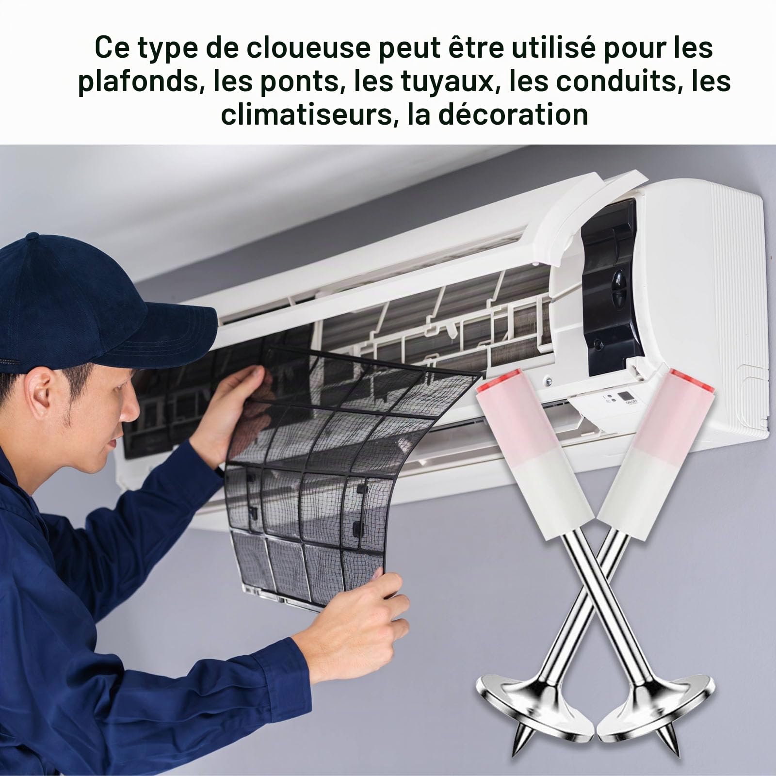 Clou Beton, 200 Pièces Piquets Ronds de 7,3 mm de Diamètre, Clou de Plafond, Clous pour Toiture, Clous pour Murs en Béton, pour Conduit de Câble de Fixation et Réparation
