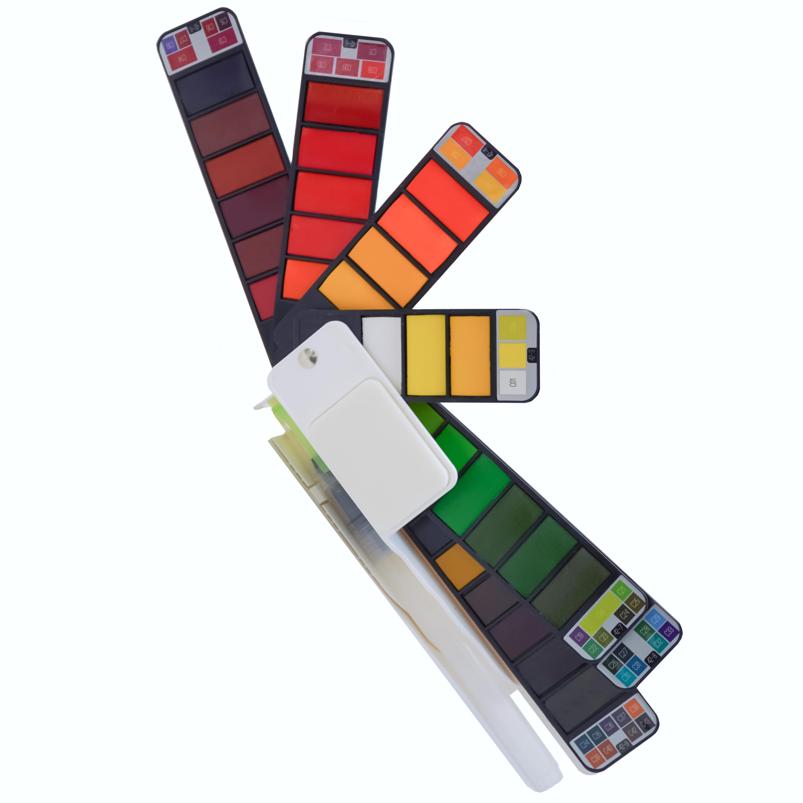 Cowling & Wilcox 42pc Folding Watercolour Set | Unique Fan Design | Includes Brush, Palette and Sponge