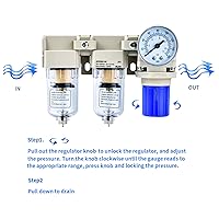 Vista 4 de BLCH Compresor de Aire Secador 1/4" NPT - Filtro Doble Compresor de Aire Regulador Compresor de Aire AC2000-02 Vaciado Manual Vaso de Polietileno