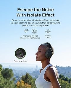 Belkin SoundForm Isolate Bluetooth Over-Ear Headphones - Hybrid Active Noise Cancelling Headphones - Wireless w/ 60H Playtime, Fast Charging & CloudCushion Ear Cups for Travel, Home, or Office - Black