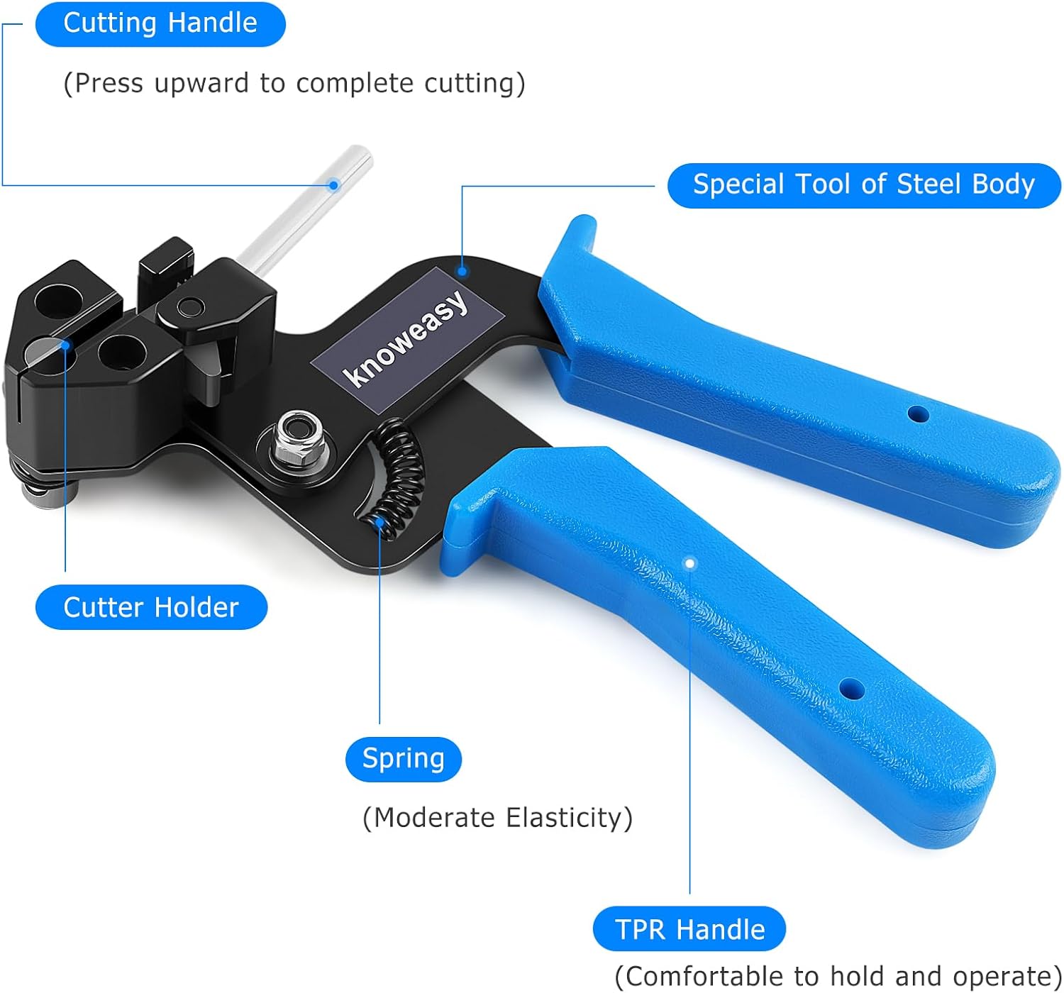 Knoweasy Stainless Steel Zip Tie Gun with 100 Heavy-Duty Cable Ties - Professional Zip Tie Tensioning Tool for Industrial, Office, and Home Use