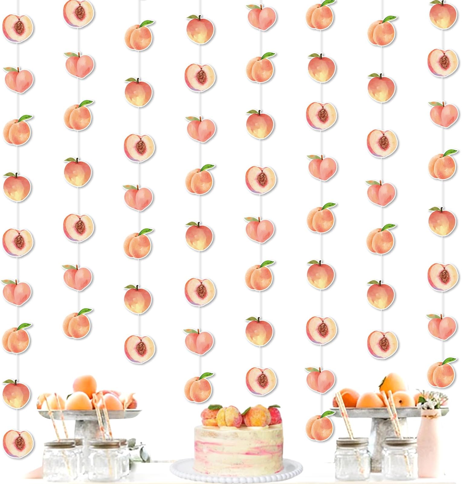 Kreatwow Peach Party Banner Streamers Peach Hanging Decor Sweet As a Peach Party Decorations for Girl Peach Birthday Wedding Fruit Themed First Peaches Birthday Baby Shower Decor