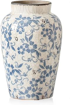 Vintage Blue and White Porcelain Flower Vases Chinoiserie Vase Ceramic Ginger Jar Vases for Home Decor,Living Room Decor,Office Decor,I