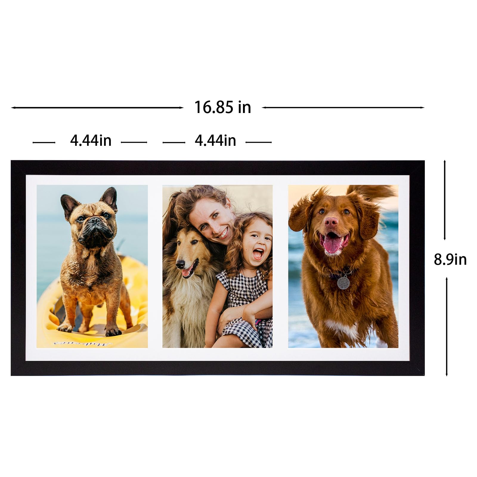 JCJMY 8x16 Collage Picture Frame Set Of 3 - Holds Three 4x6 Photos Or One 8x16 Picture, Black - View #3