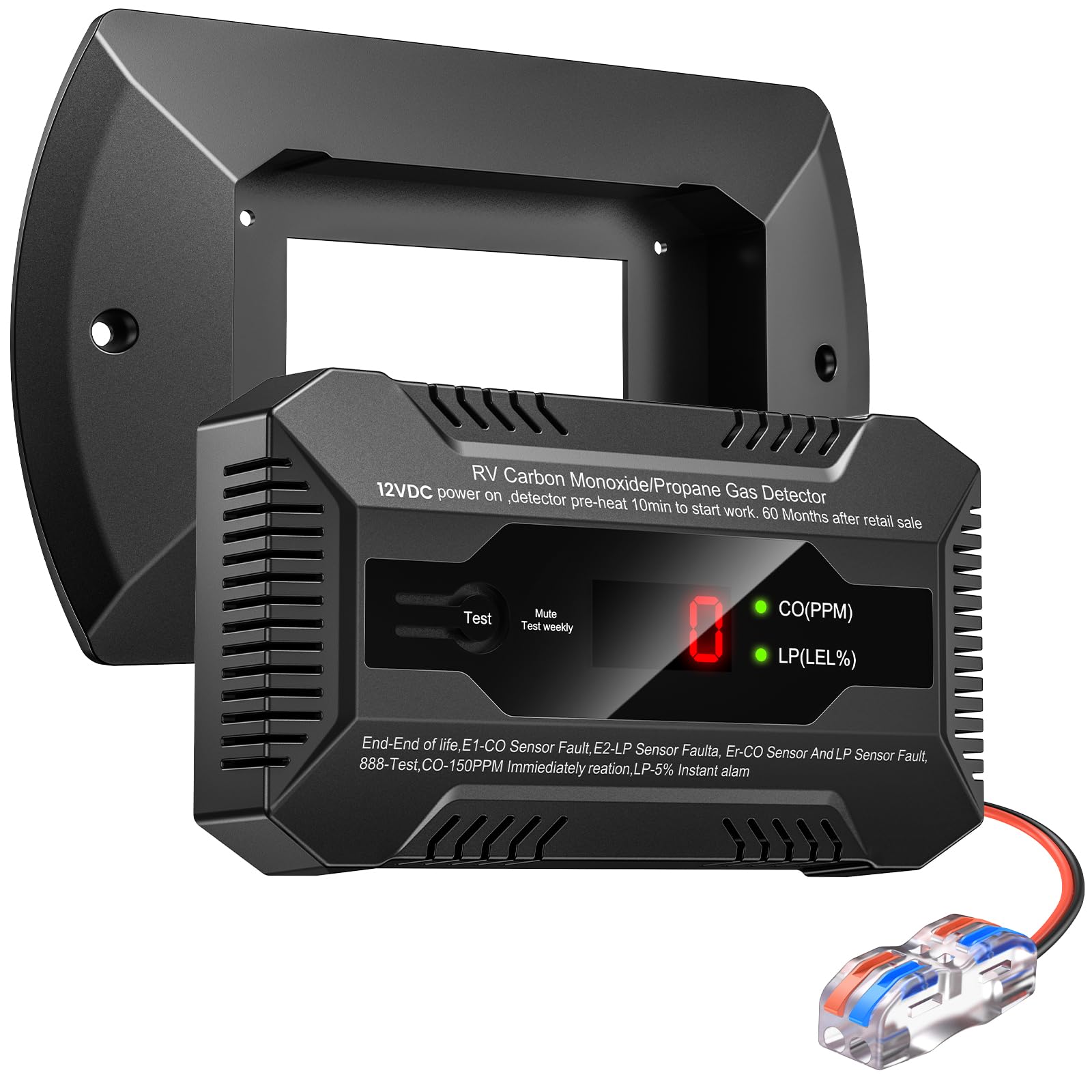 Nuleto RV Dual LP & Carbon Monoxide Alarm – Digital Display, Separate LED Lights, Early Warning Gas Detector