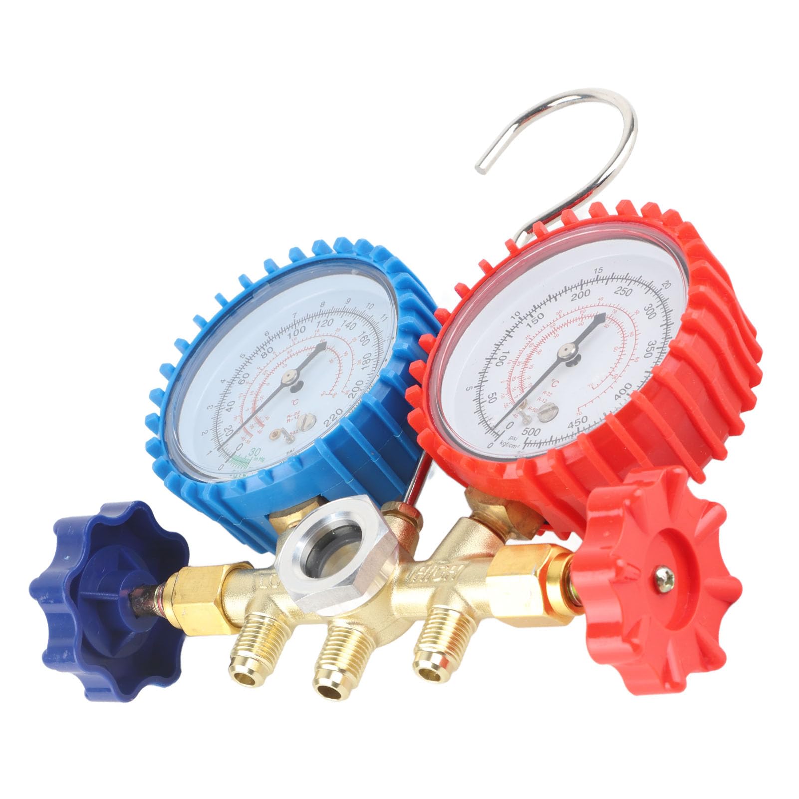 AC Manifold Gauge Set, Intuitive Display HVAC AC Refrigeration Kit Bright Backlit Vacuum Testing for Refrigeration Repairs