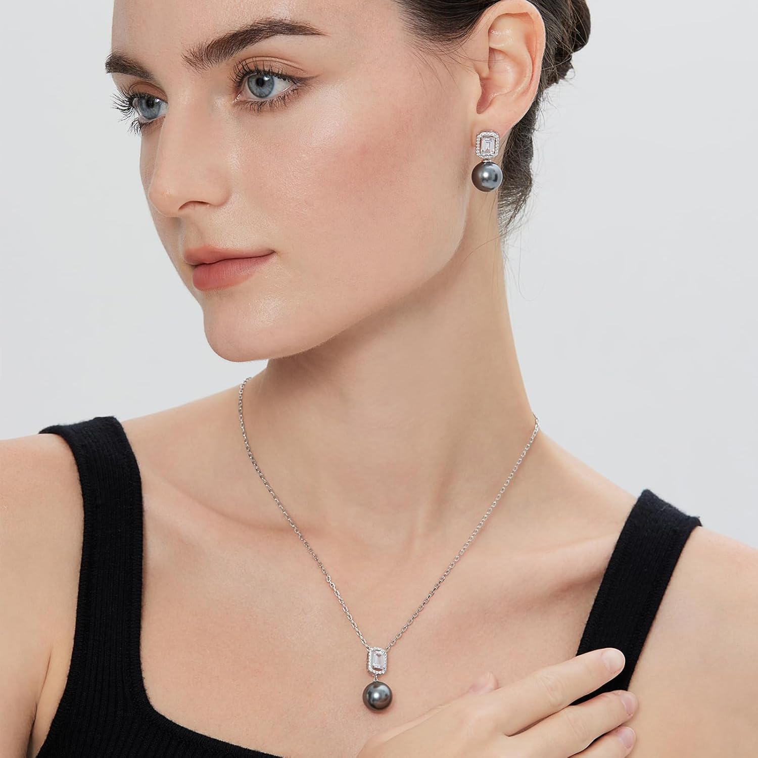 925 Sterling Silver Pearl Earrings for Women, 12MM Simulated Pearl Jewelry Gift for Her - Image 2