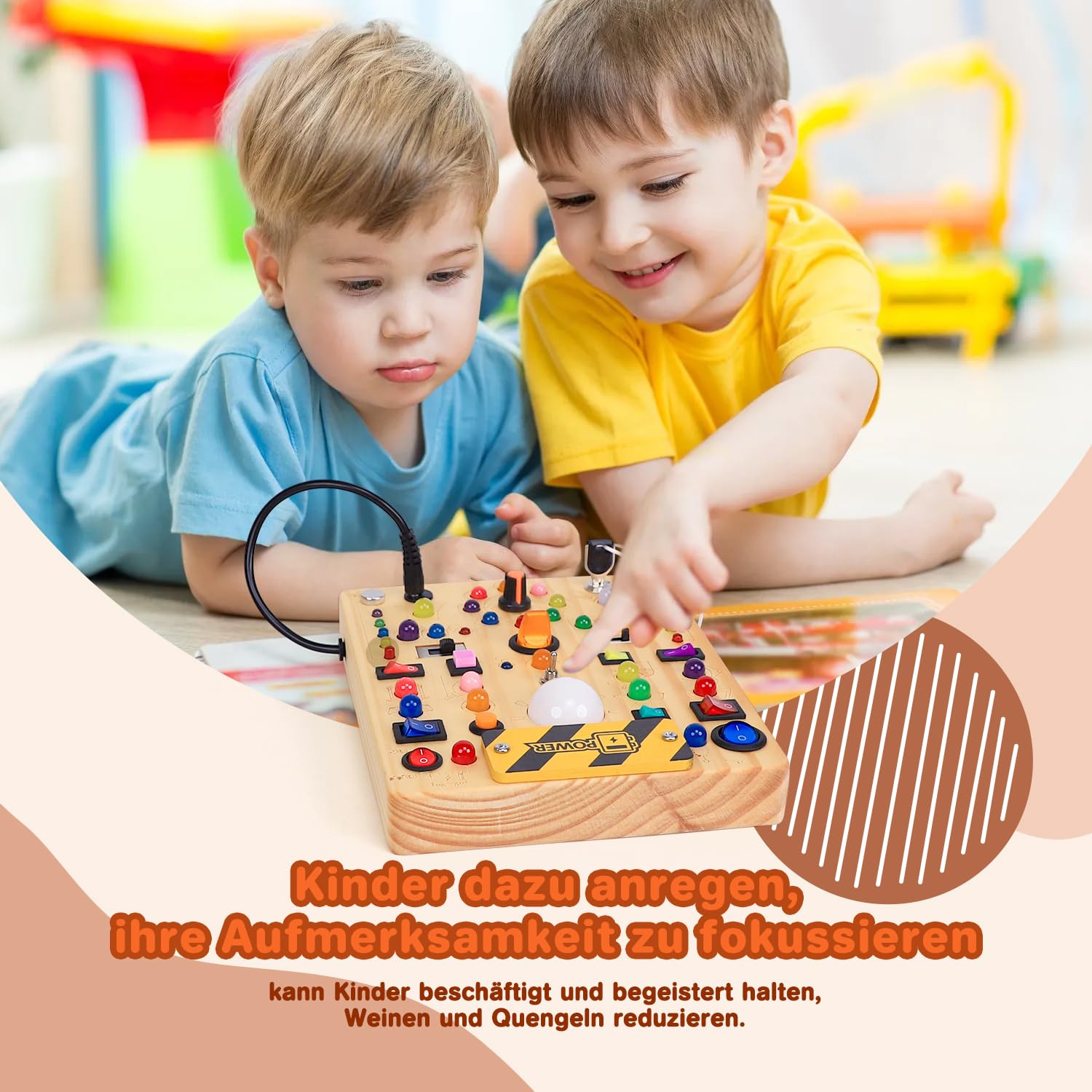 EchoToys Montessori Juguete Busy Board a partir de 1, 2 y 3 años, tablero de actividades de madera, juguete educativo para niños de 1 a 3 años, juguete para bebé y regalo para niños y niñas (19