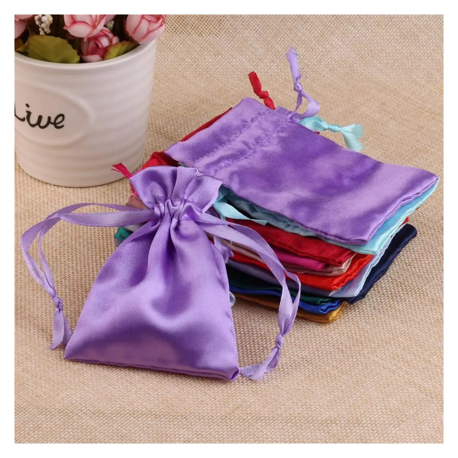 FDCGAS Seide Schmuckbeutel 8 Stück - Drawstring Beutel 11cm Für Schmuck Aufbewahrung